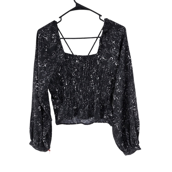 Open Edit Women's Printed Smocked Blouse Top - L - Picture 5 of 7